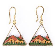 Hill Eco-friendly Recycled Wood Gold Earrings van Paguro Upcycle