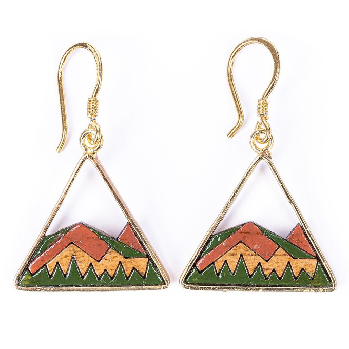 Hill Eco-friendly Recycled Wood Gold Earrings from Paguro Upcycle