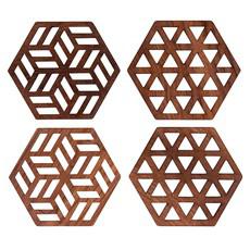 Zeta Upcycled Teak Wood Coasters - Set of 2 or 4 via Paguro Upcycle