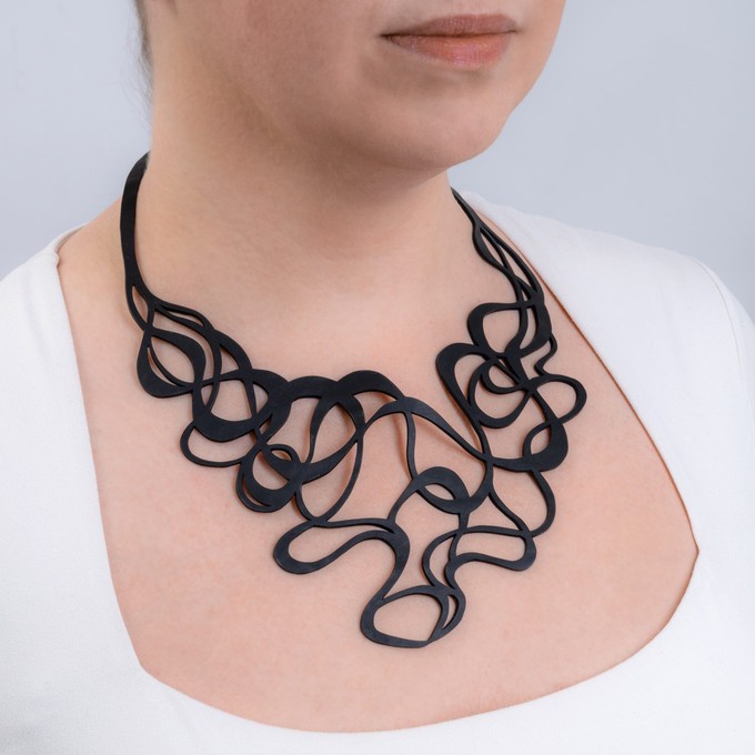 Tamara Statement Art Deco Rubber Necklace from Paguro Upcycle