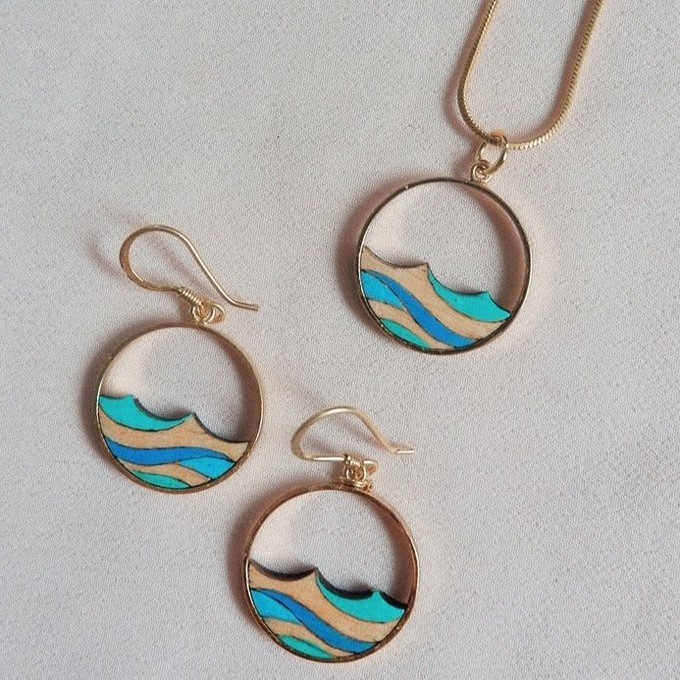 Ocean Recycled Wood Gold Necklace from Paguro Upcycle