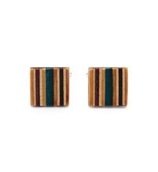 Multicolour Recycled Skateboard Square Cufflinks van Paguro Upcycle