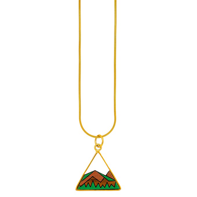 Hill Eco-friendly Recycled Wood Gold Necklace from Paguro Upcycle Hill Eco-friendly Recycled Wood Gold Necklace from Paguro Upcycle