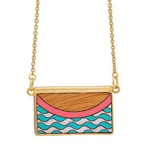 Seaside Recycled Wood Gold Necklace from Paguro Upcycle