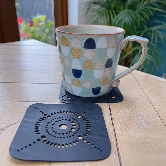 Square Handcrafted Recycled Rubber Coaster - A set of 2 or 4 from Paguro Upcycle