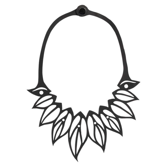 Zoe Recycled Rubber Leaf Necklace from Paguro Upcycle