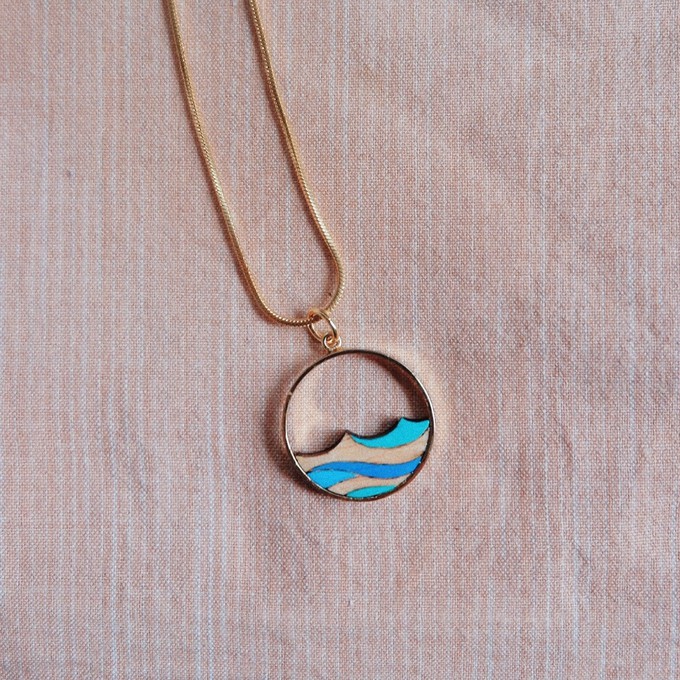 Ocean Recycled Wood Gold Necklace from Paguro Upcycle