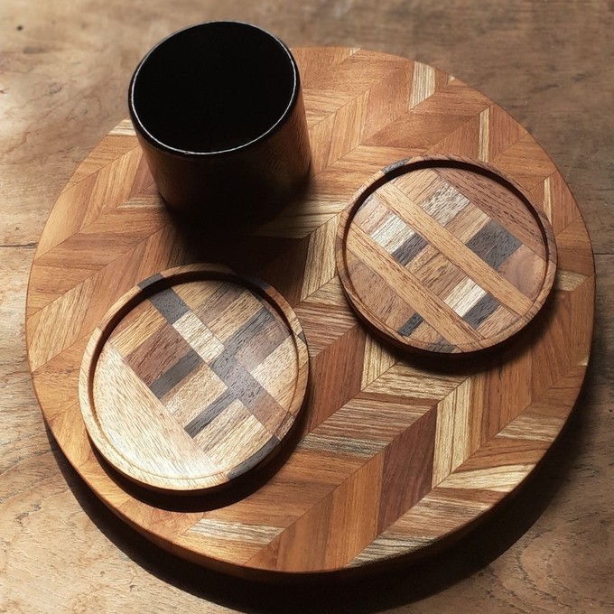 Unique Handmade End Grain Wooden Coasters (Set of 2 or 4) from Paguro Upcycle