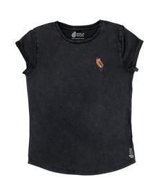 De Uil | T-shirt Dames | Stone Wash Black via PapajaRocks