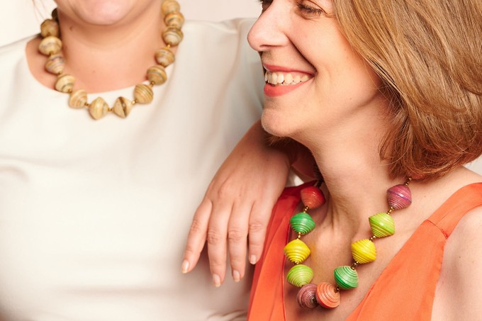 Short necklace with large paper beads "Lupita" from PEARLS OF AFRICA