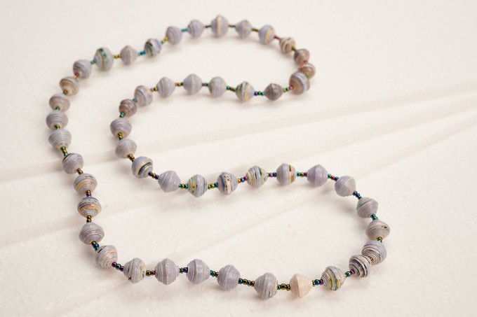 Long necklace with paper beads "Acholi Coco" from PEARLS OF AFRICA