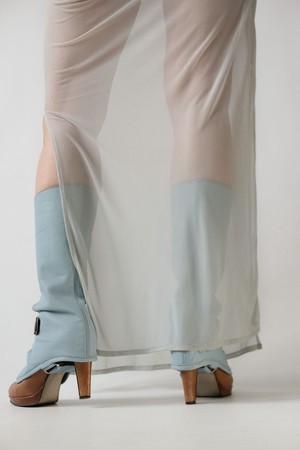 Claudia Medium-High Gaiters Baby Blue Leather from Pepavana