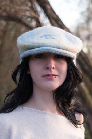 Girly Flat Hat | blue checkers from Pepavana Girly Flat Hat | blue checkers from Pepavana
