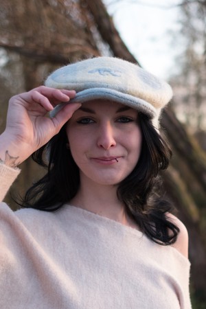 Girly Flat Hat | blue checkers from Pepavana Girly Flat Hat | blue checkers from Pepavana