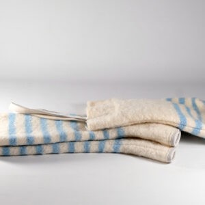 Blue striped chaps of warm blankets from Pepavana