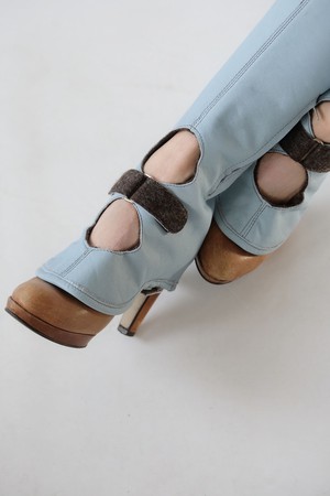 Claudia Medium-High Gaiters Baby Blue Leather from Pepavana