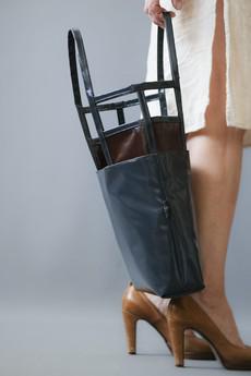 Grey & Brown Art-Deko Shoulder Bag via Pepavana