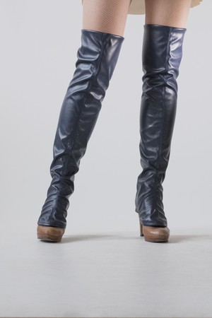 Over-the-knee Fake leather gaiters Blue | Size S from Pepavana