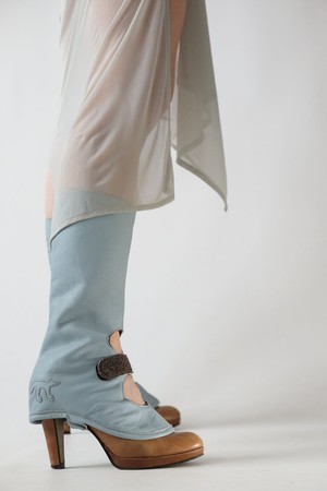 Claudia Medium-High Gaiters Baby Blue Leather from Pepavana