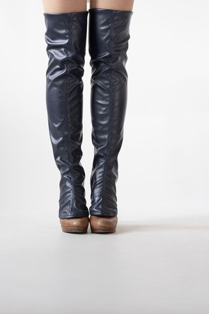 Over-the-knee Fake leather gaiters Blue | Size S from Pepavana