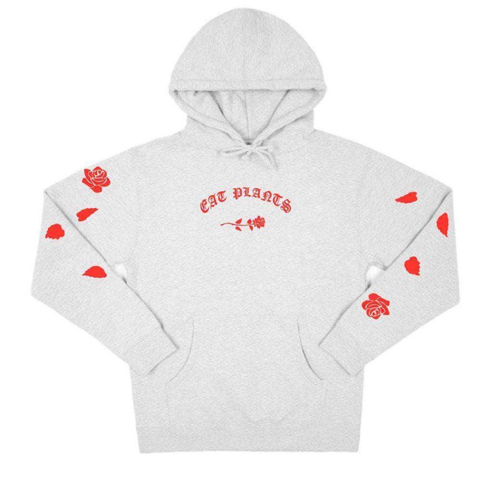 Eat Plants Scattered Roses - Hoodie - Heather Grey from Plant Faced Clothing