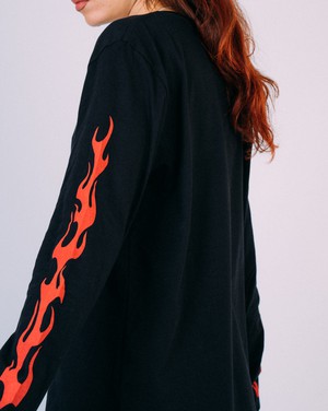 Eat Plants Goth Flames - Long Sleeve - Black from Plant Faced Clothing