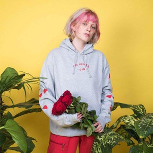 Eat Plants Scattered Roses - Hoodie - Heather Grey from Plant Faced Clothing