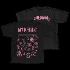 Eat Different - Pink on Black T-Shirt from Plant Faced Clothing