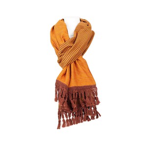 Shawl Brown Yellow - Oversized - Sustainable and Fairtrade from Quetzal Artisan