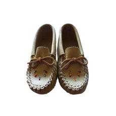 Girls Beaded Moccasins - Hiawatha Native Canadian Kids Moccs via Quetzal Artisan