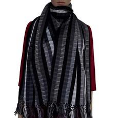 Scarf with fringes Black White - Handmade - Beautiful & Fair via Quetzal Artisan
