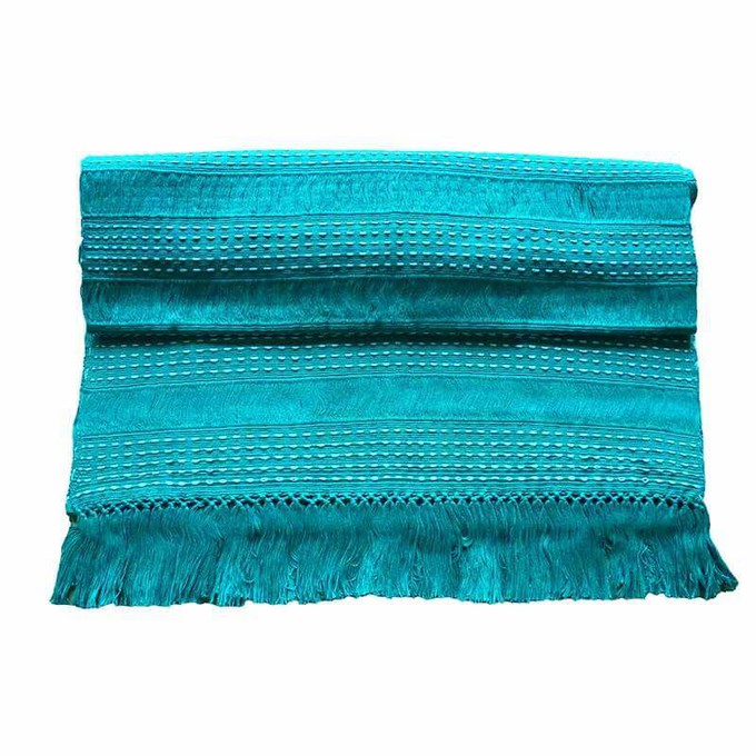 Table Runner Aquamarine - 68" x 17" - Handmade and Fairtrade from Quetzal Artisan