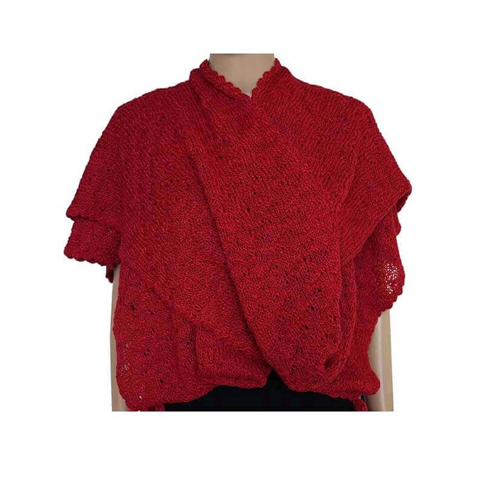 Poncho Tunic Red - Handwoven - Alpaca Wool - Stylish & Warm from Quetzal Artisan