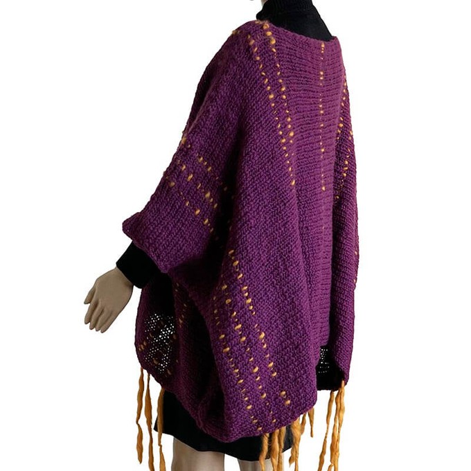 Poncho Plum Purple - Fringed Womens Poncho Stylish and Warm from Quetzal Artisan