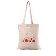Tote Bag Wild Flowers - Small Bag Handmade with Ecru Cotton via Quetzal Artisan