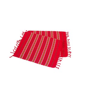 Red Crimson Placemats - Set 6 Handmade of Cotton, Fair Trade from Quetzal Artisan