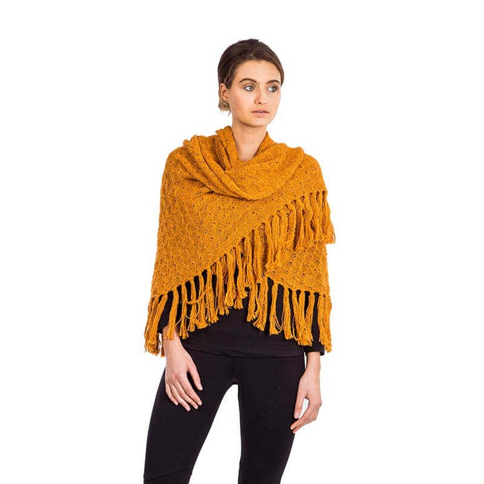 Shawl Yellow Mustard - Versatile Alpaca Wool Triangle Shawl from Quetzal Artisan