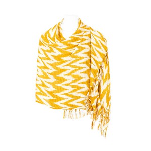 Shawl Golden Yellow Waves - Natural Dyes - Ecofriendly Scarf from Quetzal Artisan