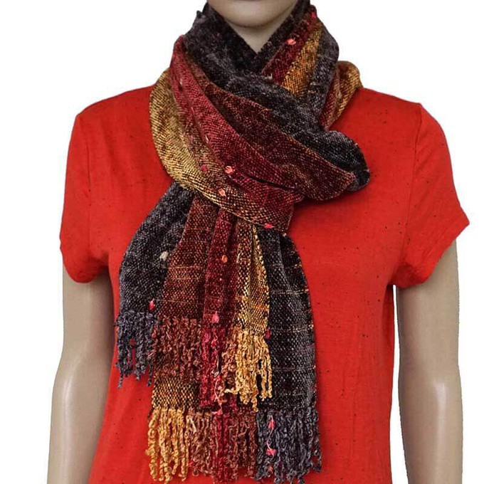 Bamboo Scarf Autumn - With Ribbon - Beautiful and Fairtrade from Quetzal Artisan