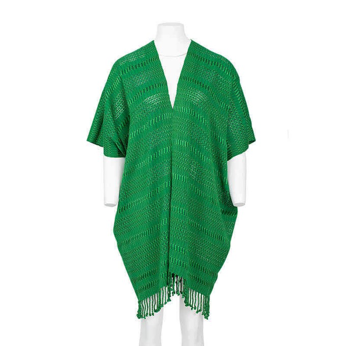 Cotton Poncho Green - Natural Dyes - Ecofriendly and Fair from Quetzal Artisan