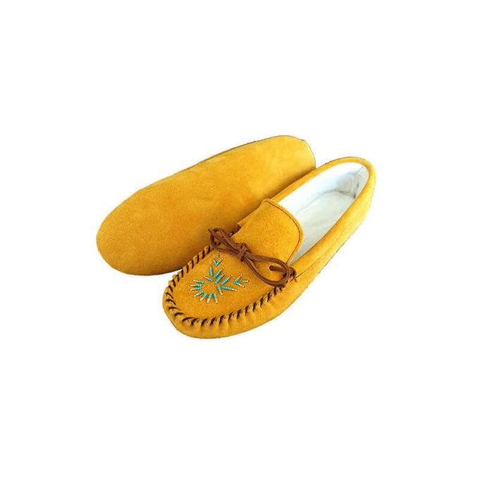 Indian Tan Moccasins - Hiawatha Womens Winter Slippers from Quetzal Artisan