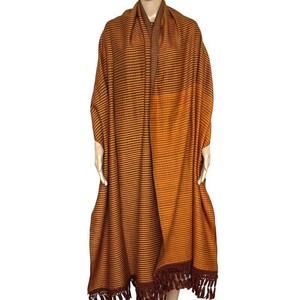 Shawl Brown Yellow - Oversized - Sustainable and Fairtrade from Quetzal Artisan