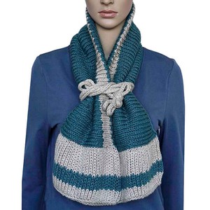 Bolero Scarf Blue Ocean - Handwoven - Alpaca Wool & Cotton from Quetzal Artisan