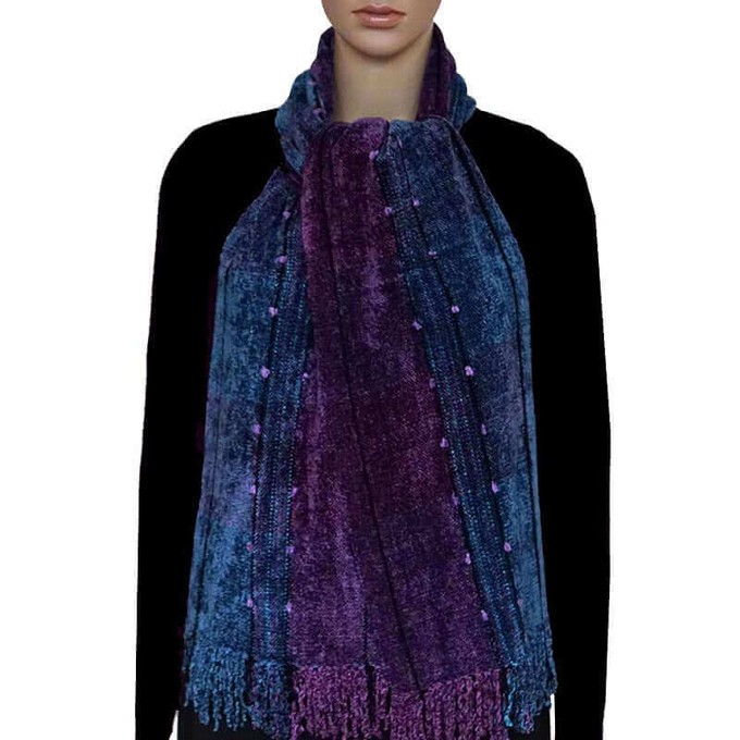 Bamboo Scarf Blue Purple - Hand dyed - Beautiful & Fairtrade from Quetzal Artisan