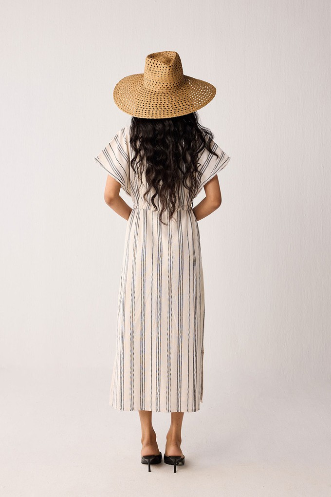 Maxi Gathered Dress with Side Slits in Stripes from Reistor