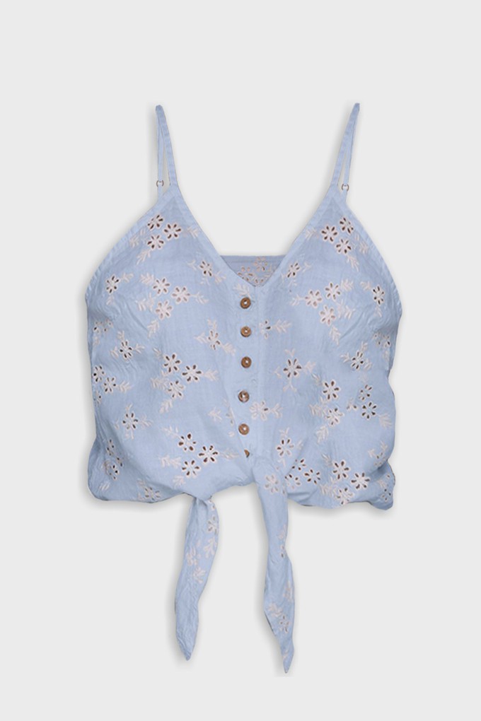 Pool Day Tan Lines Top in Blue from Reistor