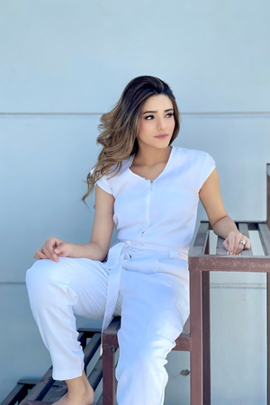 Evening Chai Jumpsuit in White from Reistor