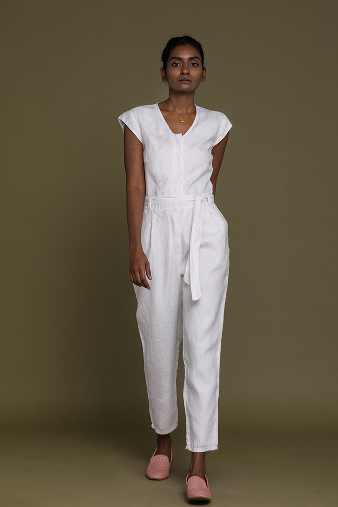 Evening Chai Jumpsuit in White from Reistor