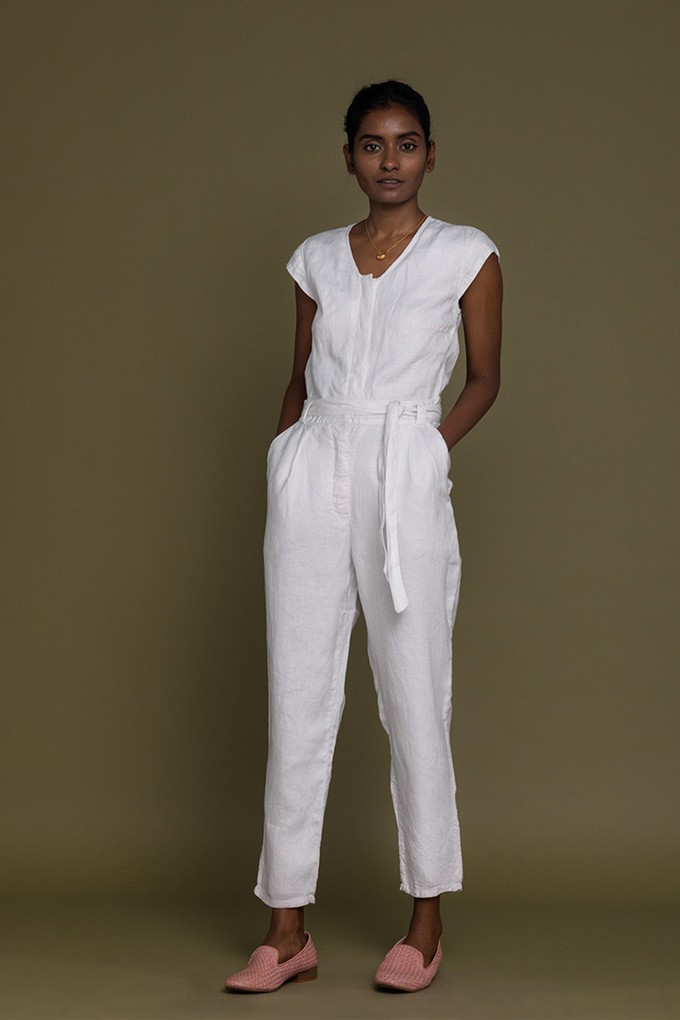 Evening Chai Jumpsuit in White from Reistor
