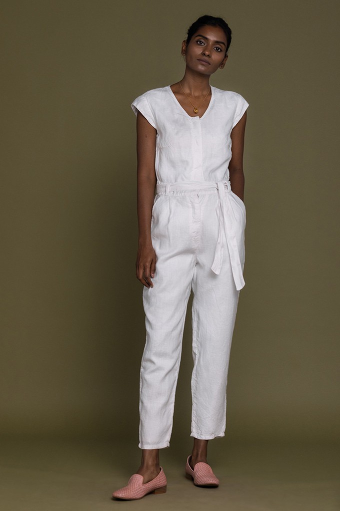 Evening Chai Jumpsuit in White from Reistor